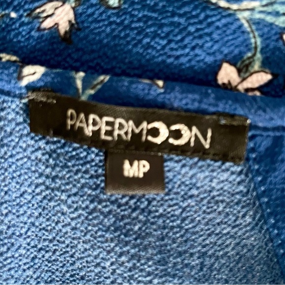 PAPERMOON Women’s Blue Floral 3/4 Sleeve 100%‎ Polyester Floral Blouse-Size MP - Picture 4 of 7